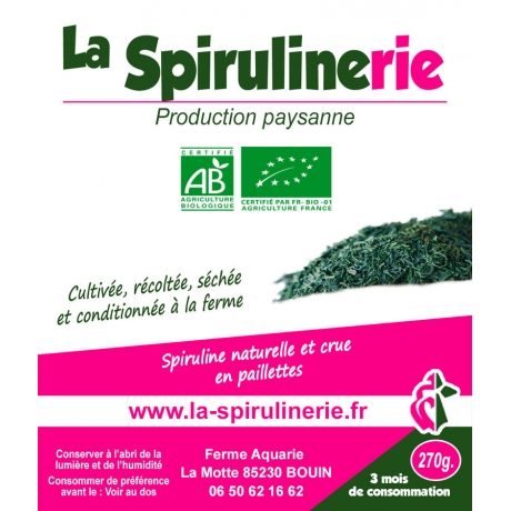 Acheter Spiruline France Bio artisanale en paillettes cure 3 mois